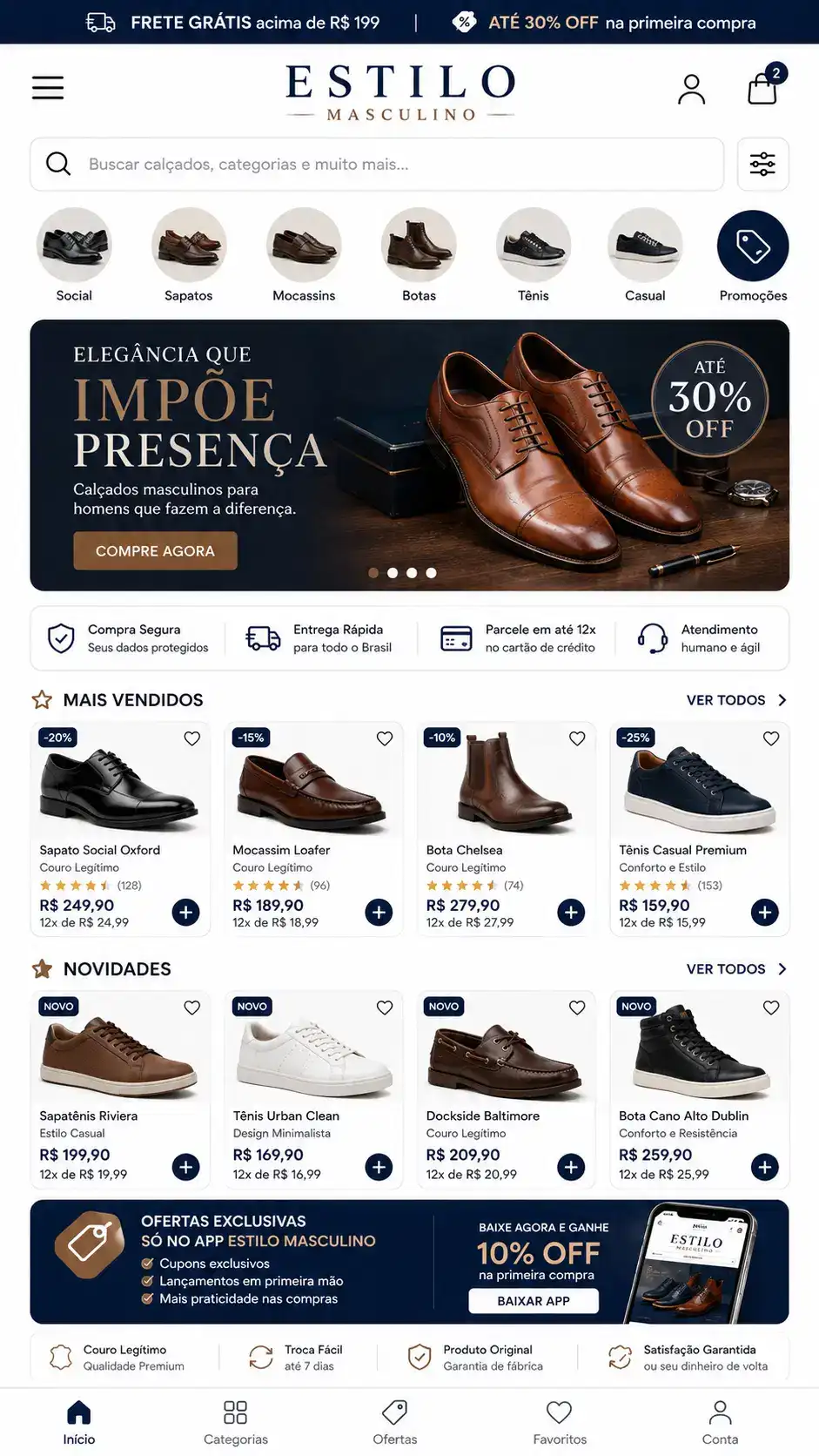 Criação de site para Loja de Moda Masculina Loja Online