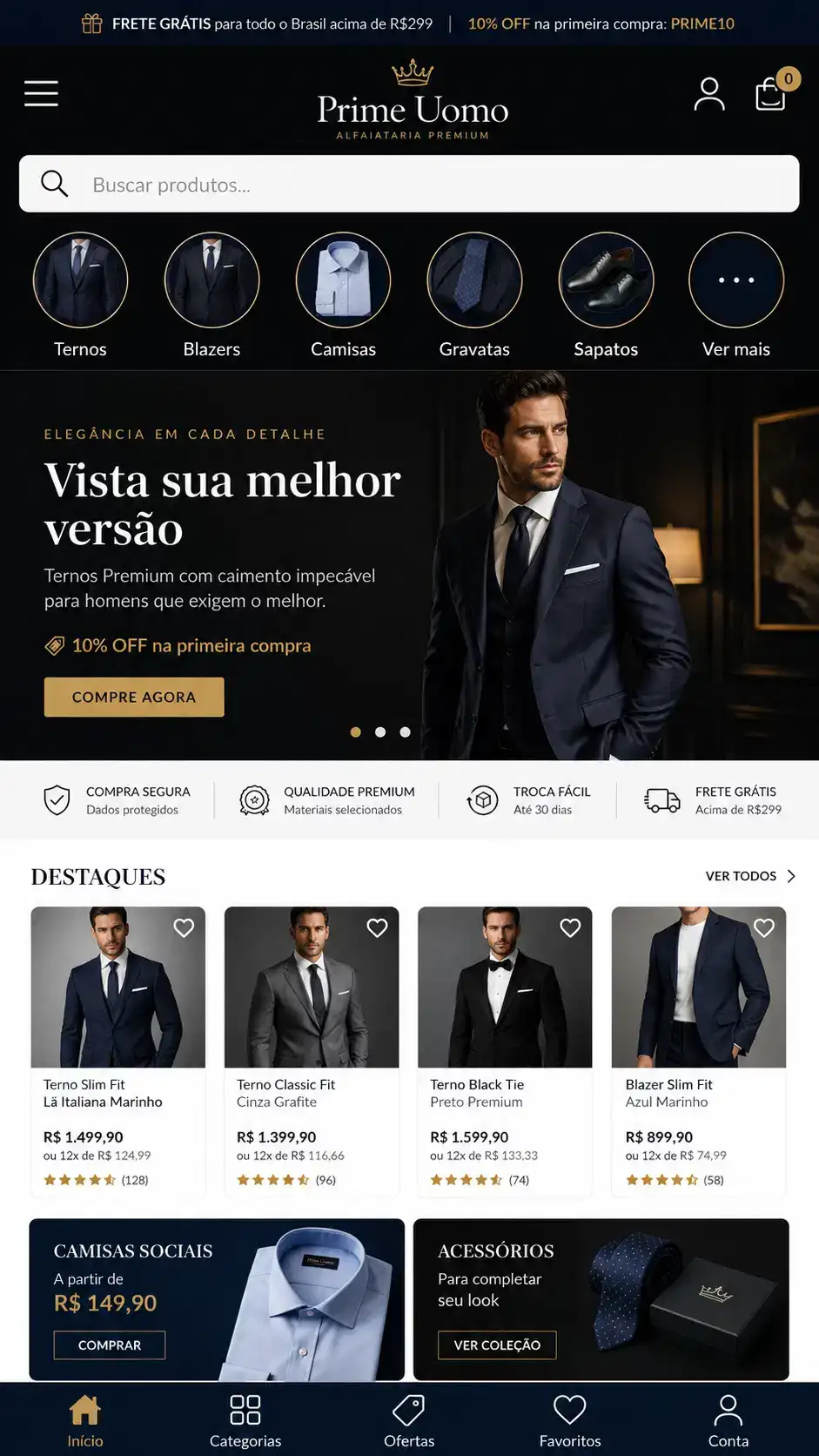 Criação de site para Loja de Moda Masculina Premium