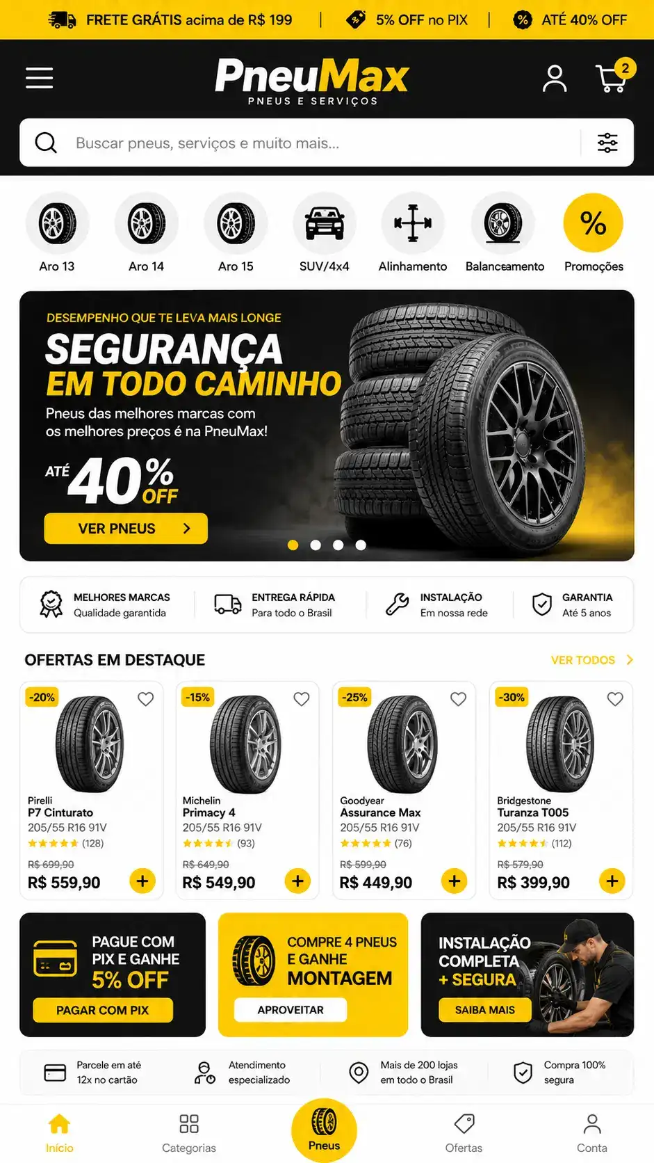 Criação de site para Loja de Pneus