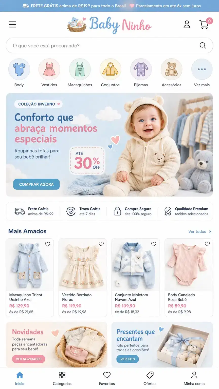 Criação de site para e-commerce de Roupas para Bebê