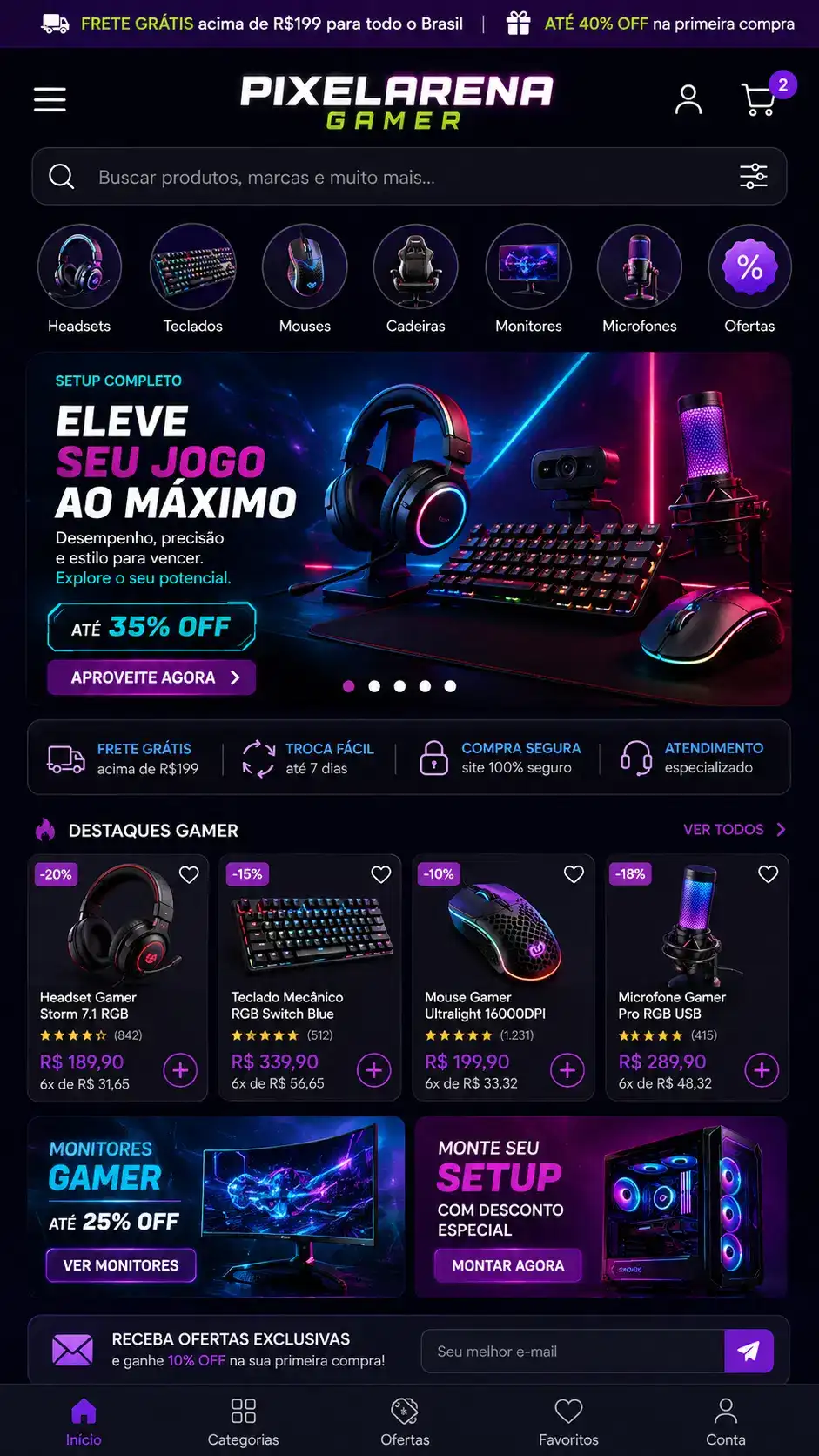 Criação de site para Loja Gamer Loja Online