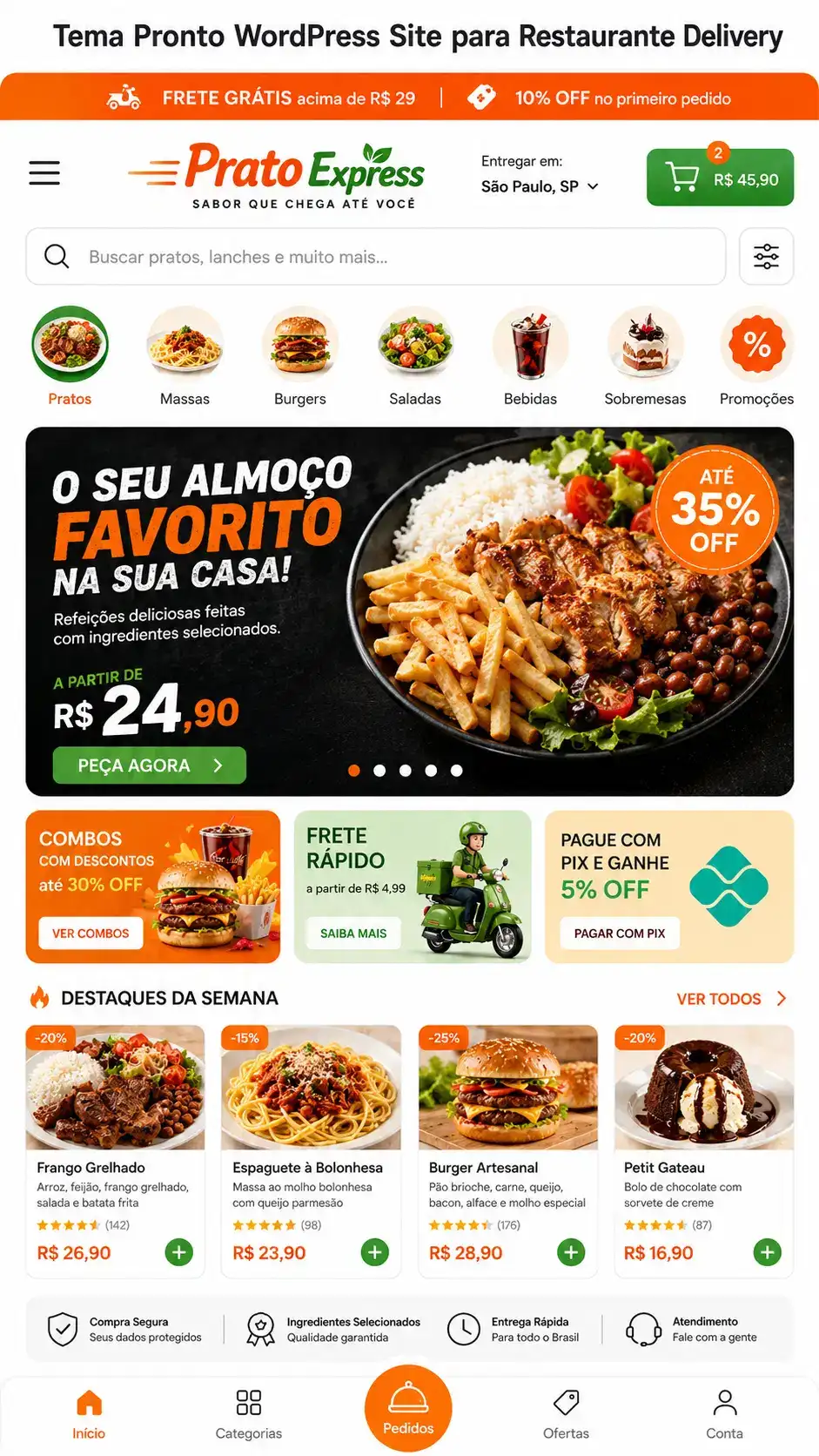 Criação de site para Marmitaria Delivery Express