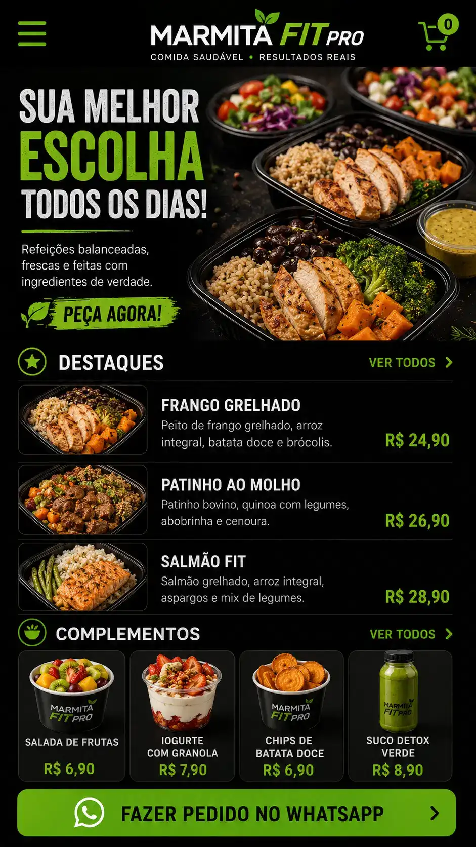 Criação de site para Delivery de Marmitas