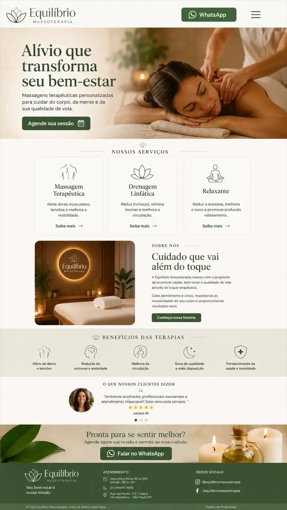 Criação de site para Massoterapia