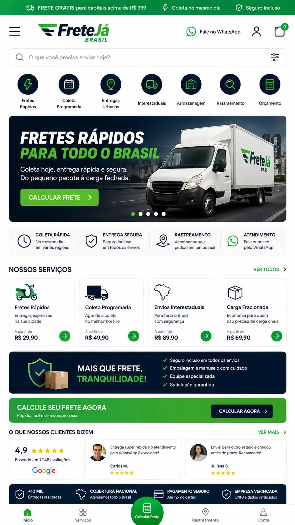 Mudanças e Transportes Criação de Site Profissional e Desenvolvimento de Site