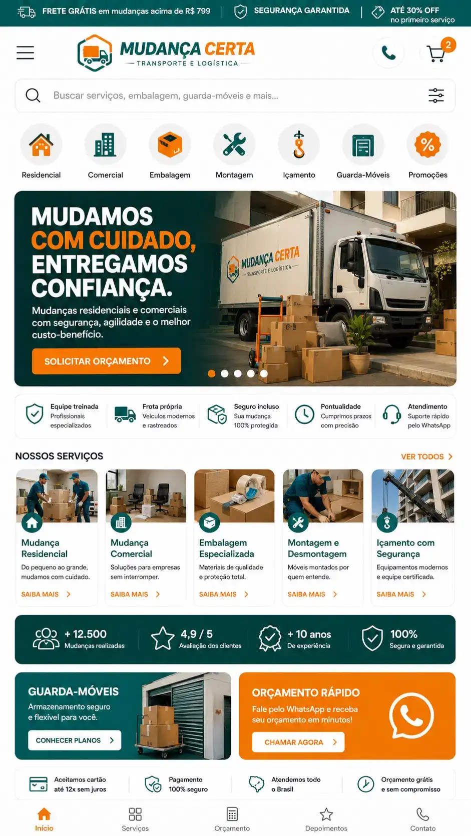 Criação de site para Transportadora de Mudanças