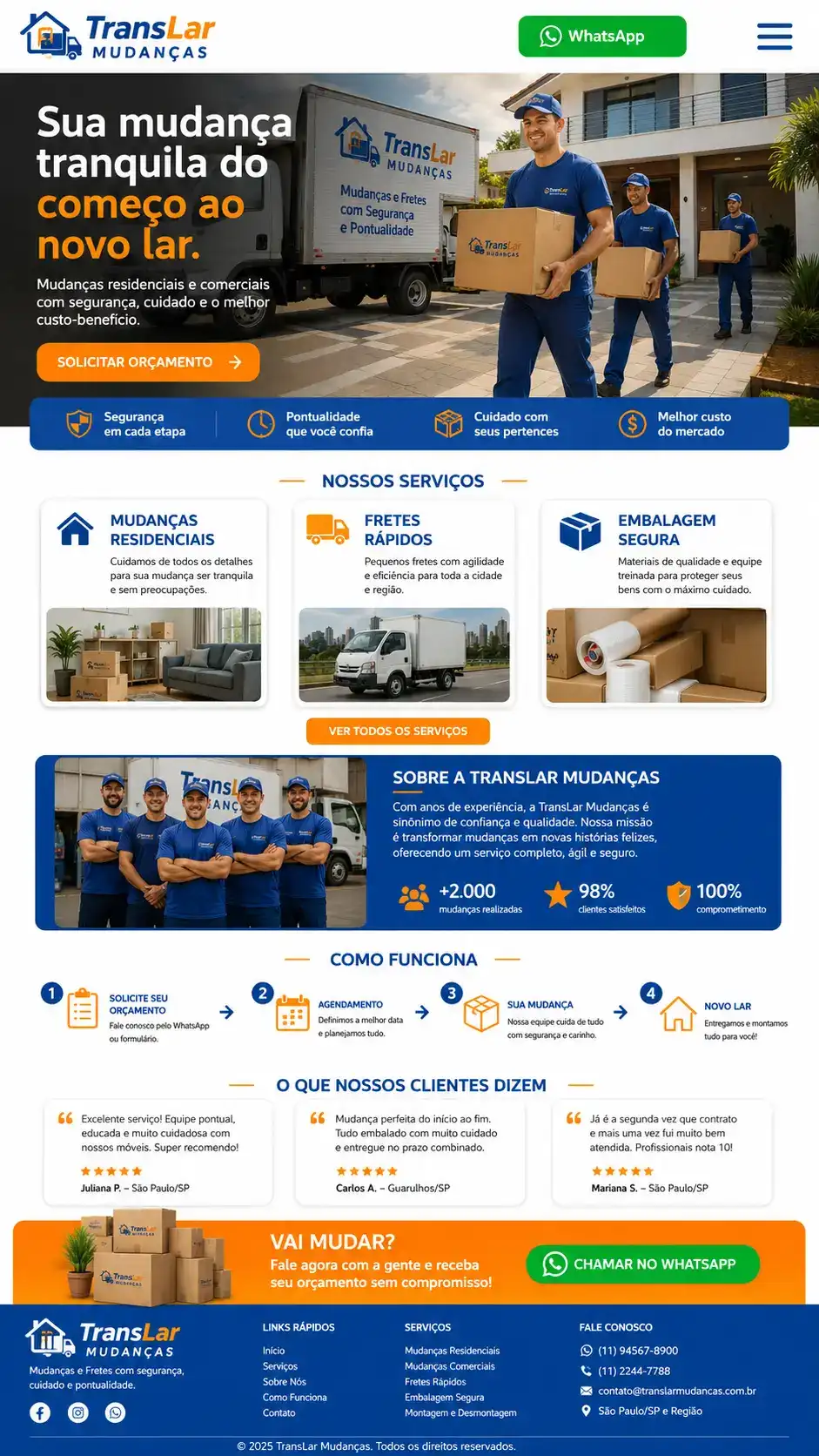Mudanças e Transportes Criação de Site e Desenvolvimento de Site