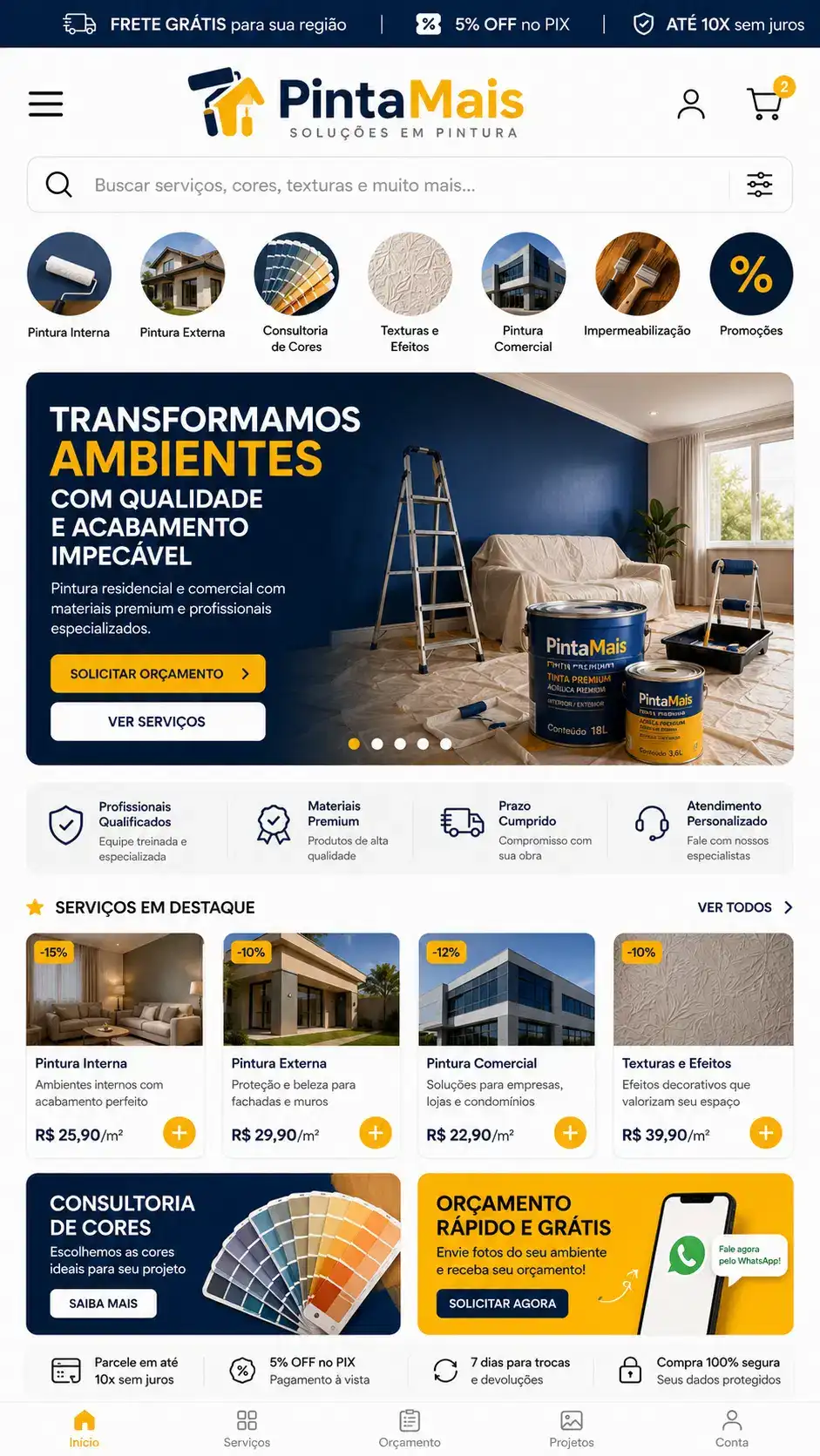 Criação de site para Pintura Residencial