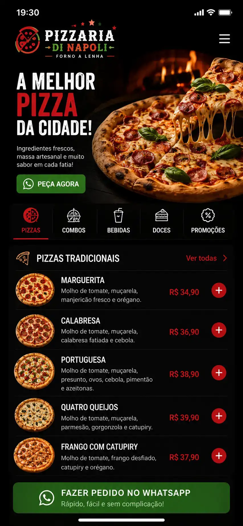 Criação de site para Pizzaria com Cardápio Online