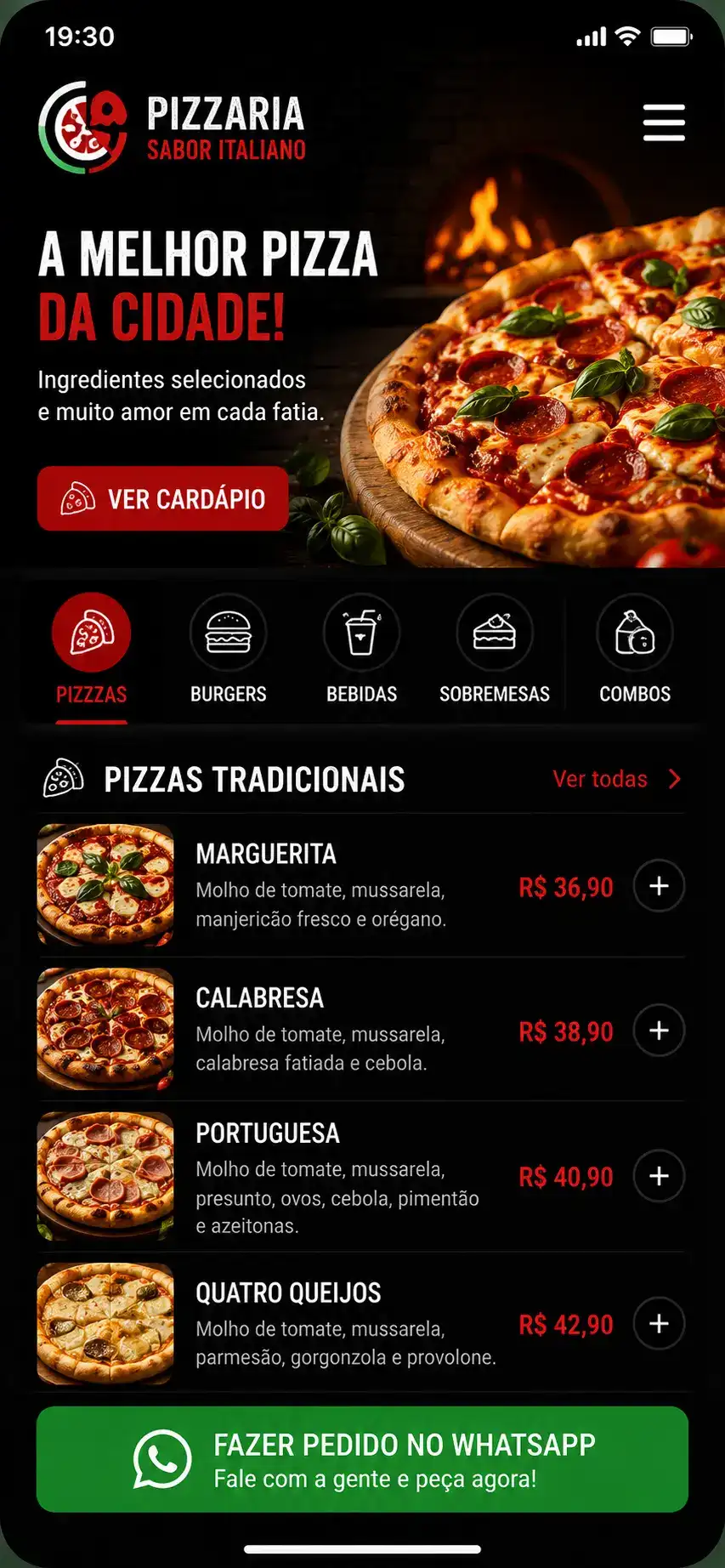 Criação de site para Pizzaria com Pedidos Online