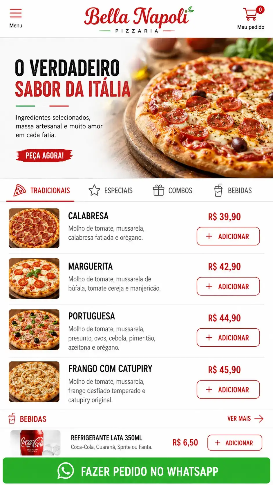 Criação de site para Pizzaria Delivery com Pedidos no WhatsApp