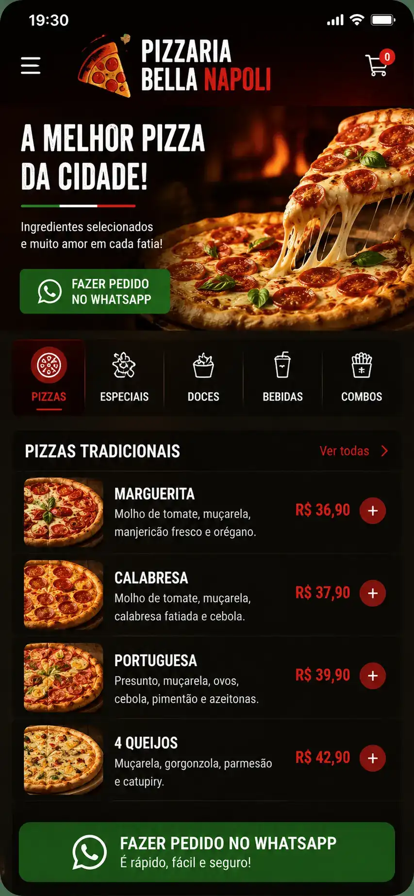 Criação de site para Pizzaria Delivery Mobile
