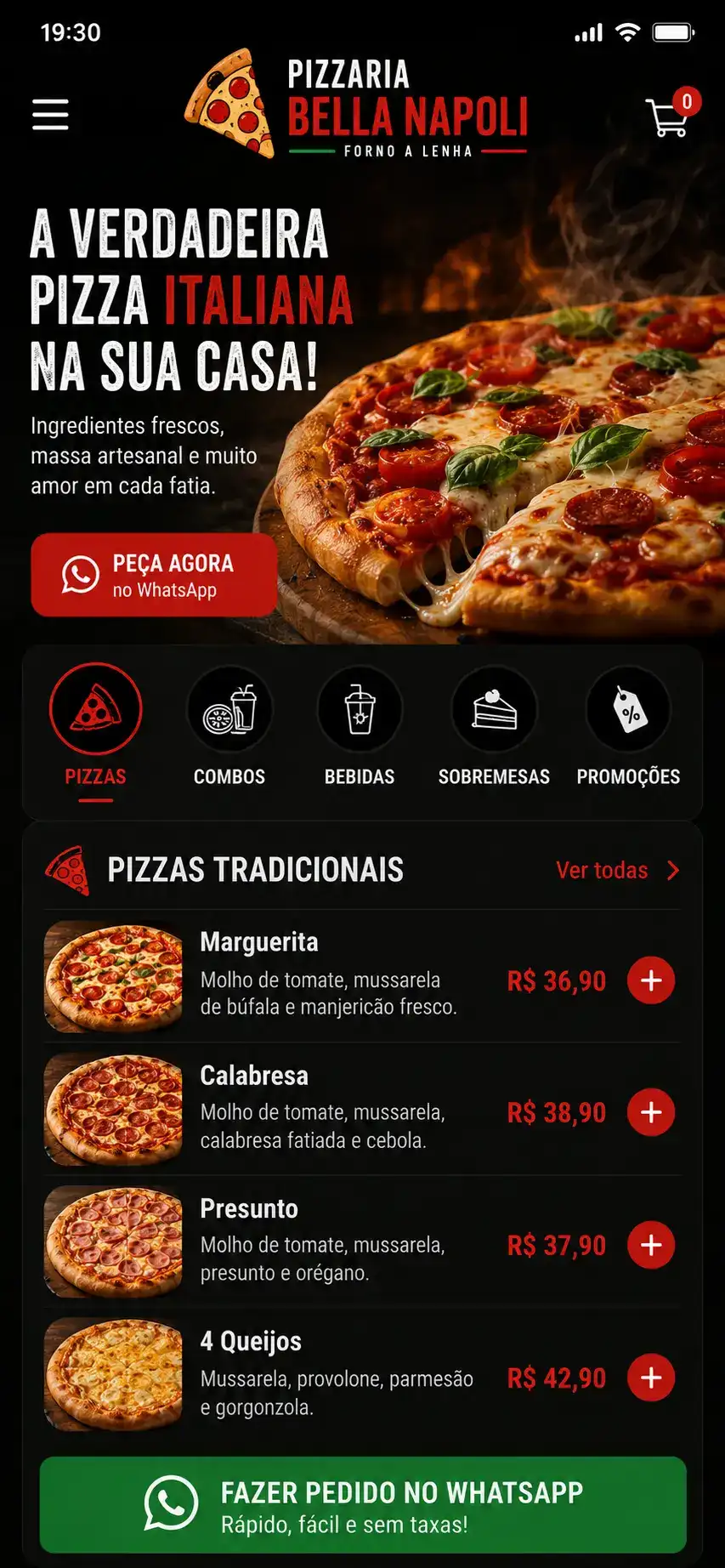 Criação de site para Pizzaria Italiana