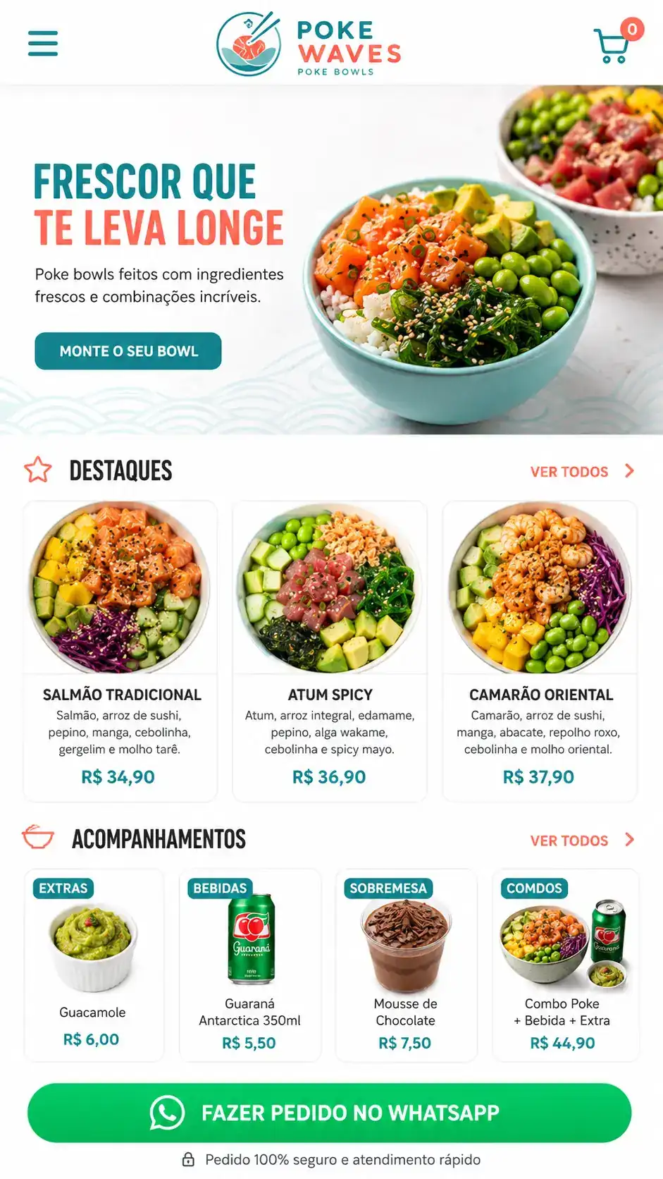 Criação de site para Poké Delivery com Pedidos no WhatsApp