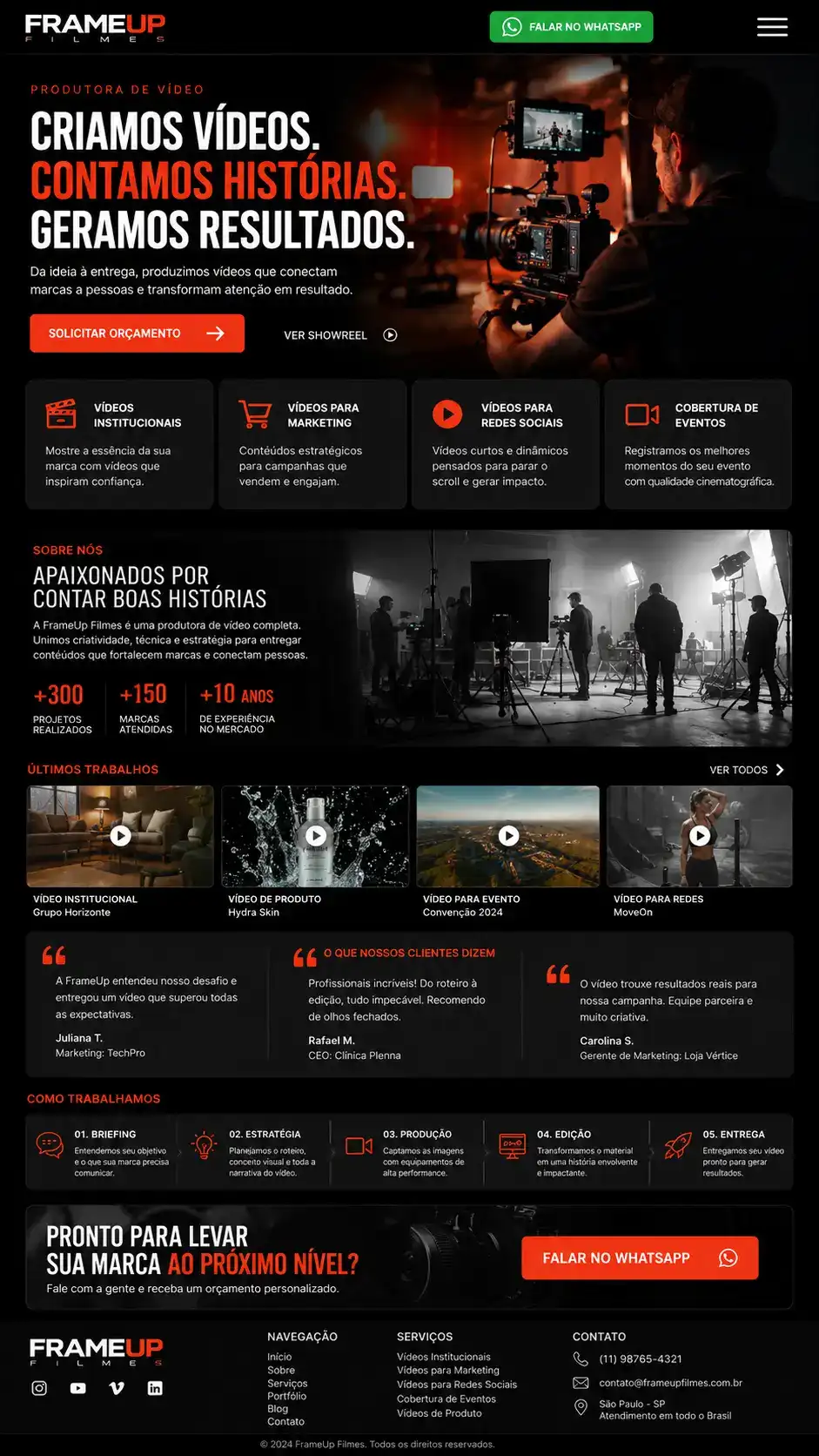 Criação de site para Produtora de Vídeo