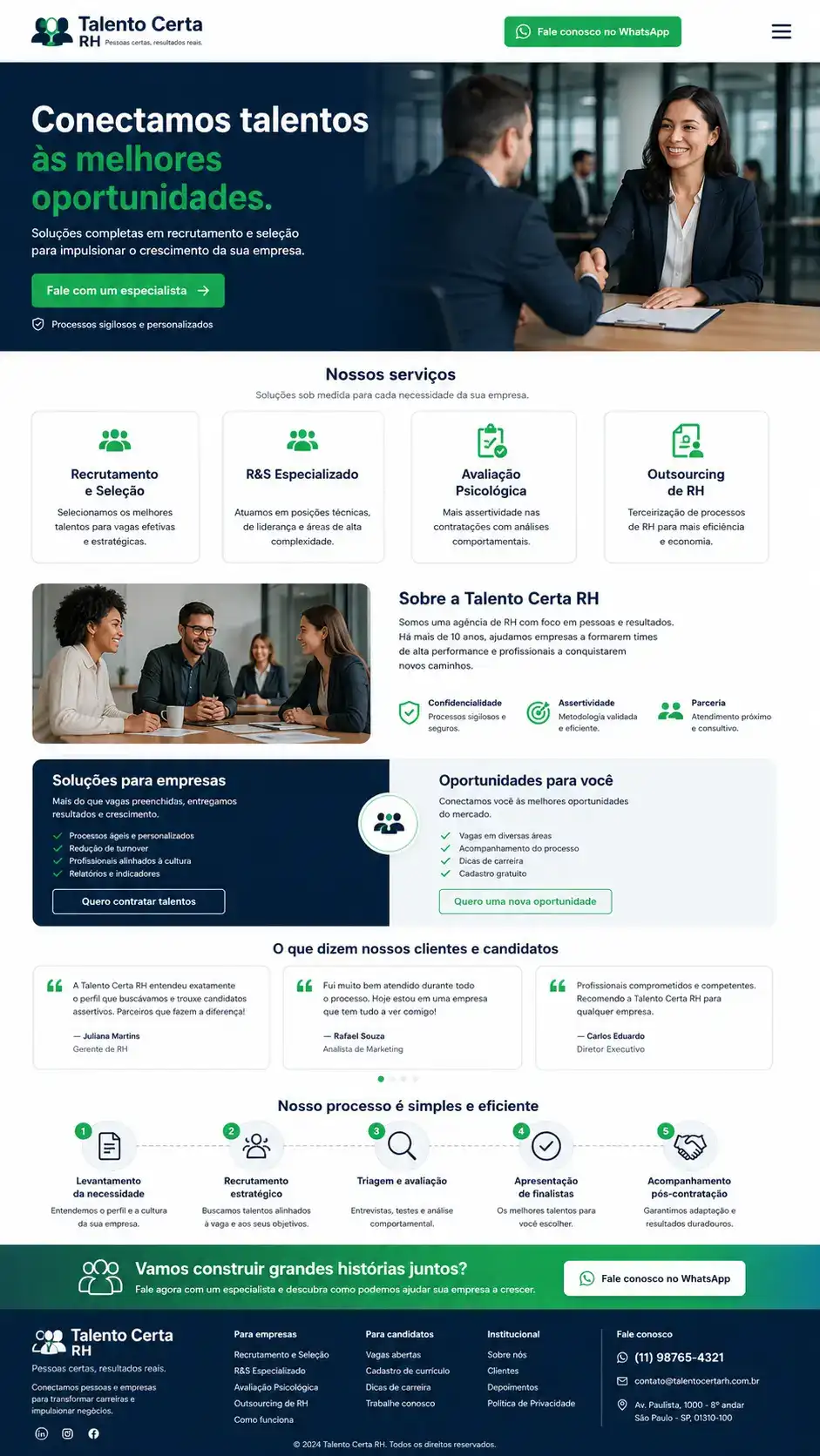 Criação de site para Recursos Humanos