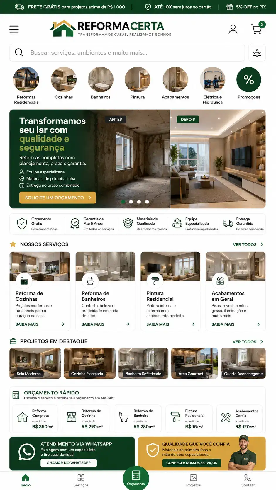 Criação de site para Empresa de Reformas