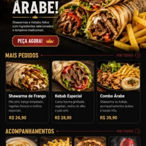Criação de site para Restaurante Árabe com Cardápio Online