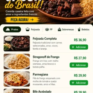 Criação de site para Restaurante Brasileiro com Cardápio Online