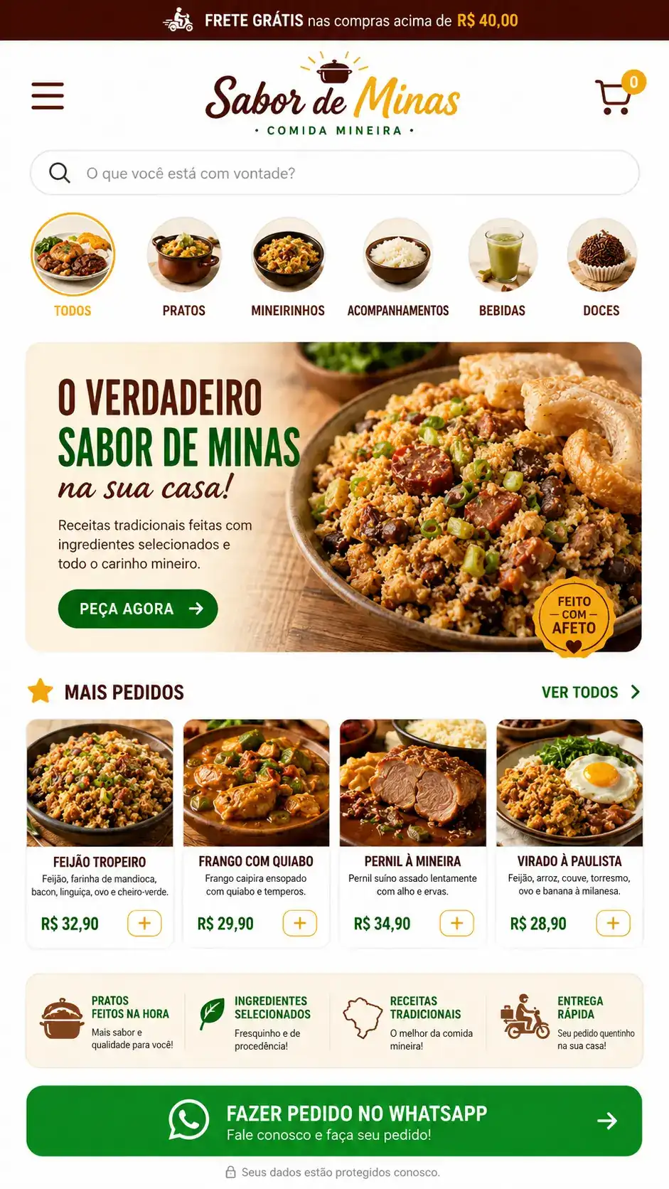 Criação de site para Bistrô Brasileiro