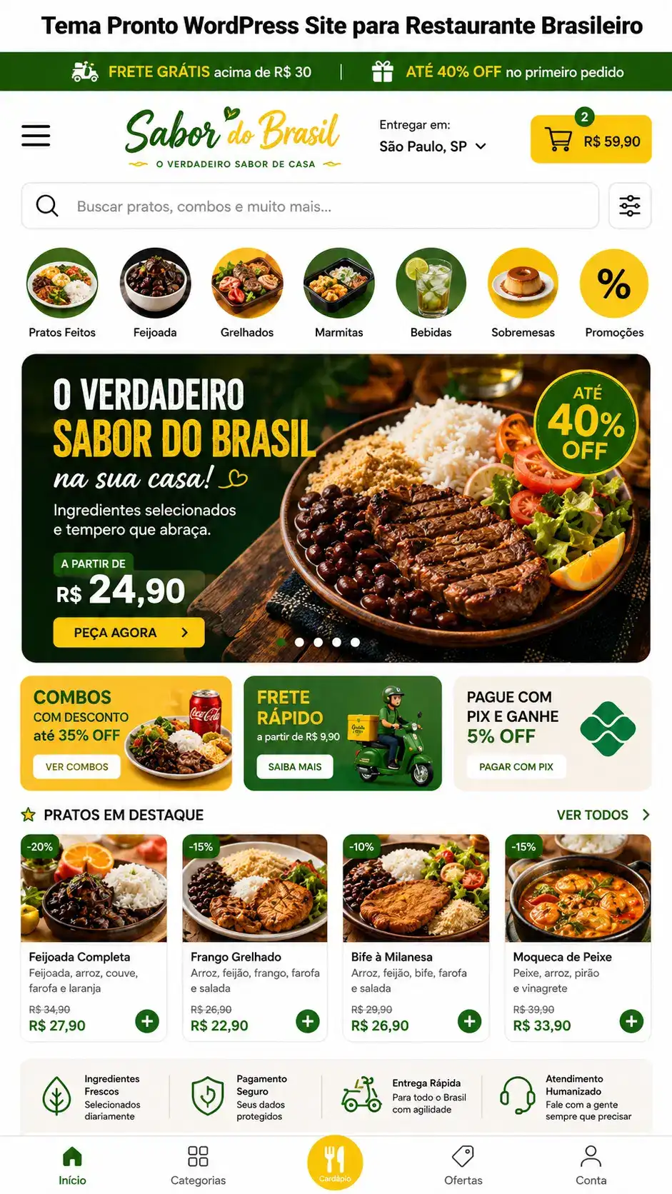 Restaurante Brasileiro Criação de Site Profissional e Desenvolvimento de Site