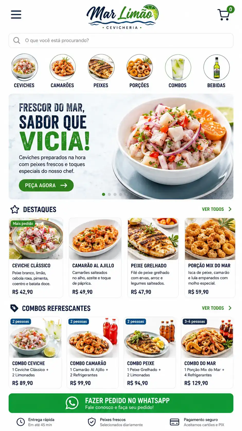 Restaurante de Frutos do Mar Criação de Site Profissional e Desenvolvimento de Site