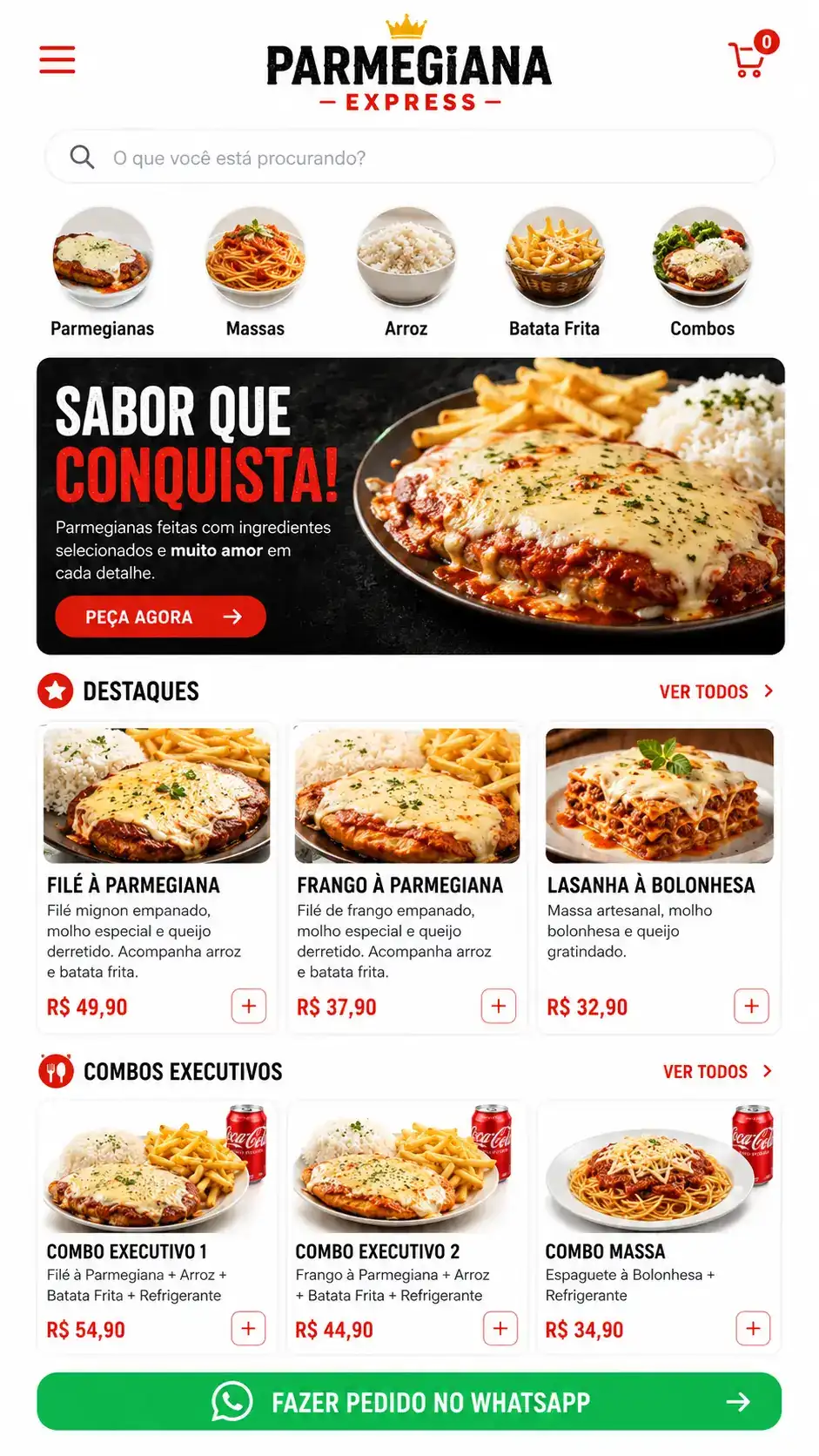 Criação de site para Restaurante de Parmegiana