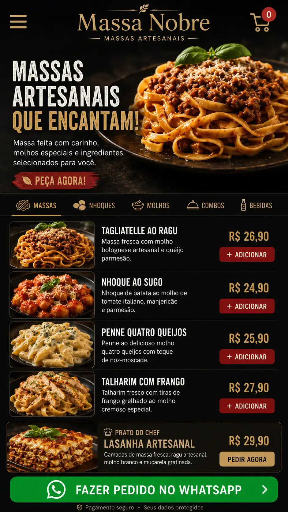 Criação de site para Cantina Italiana