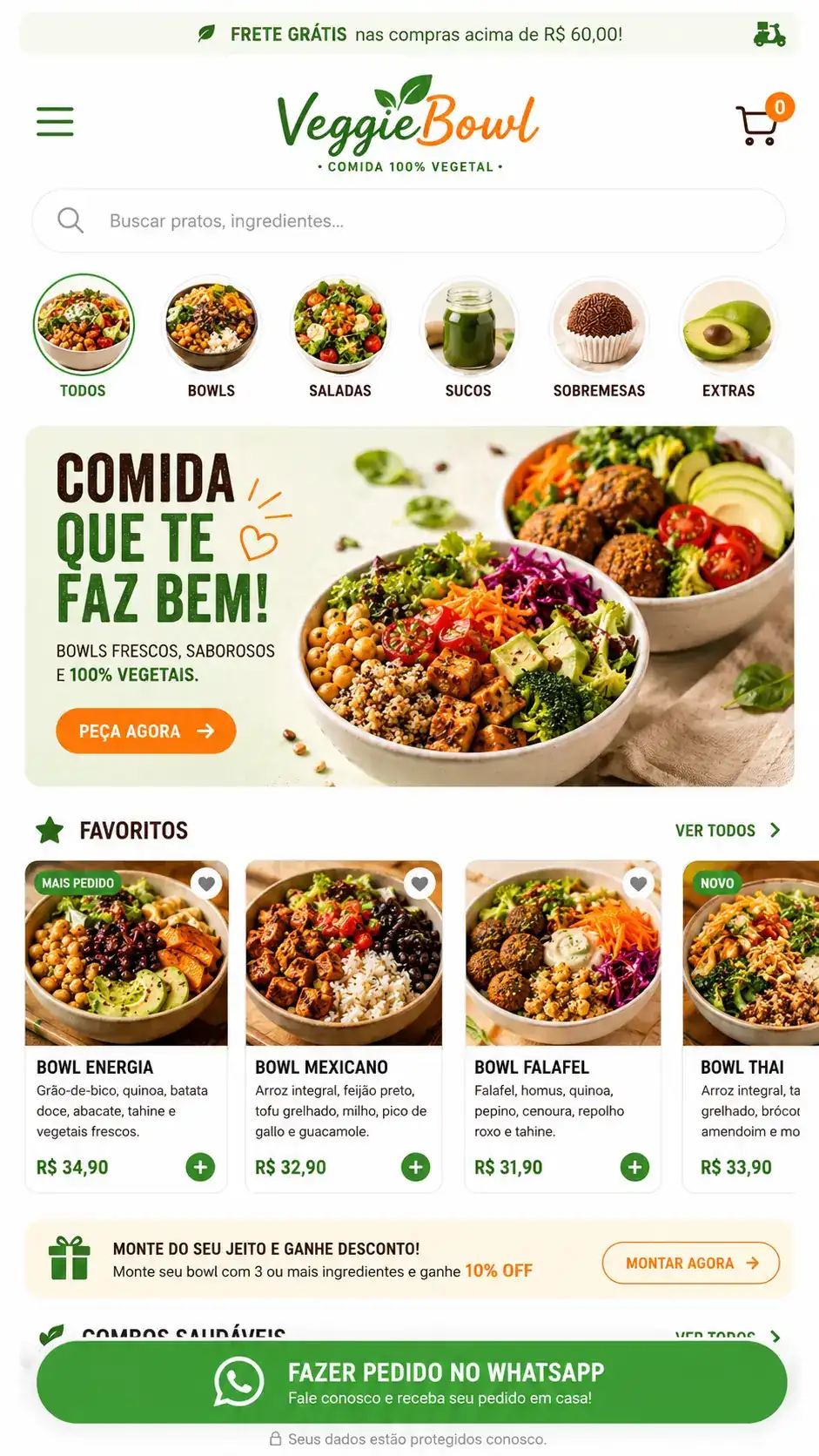 Criação de site para Restaurante de Comida Saudável