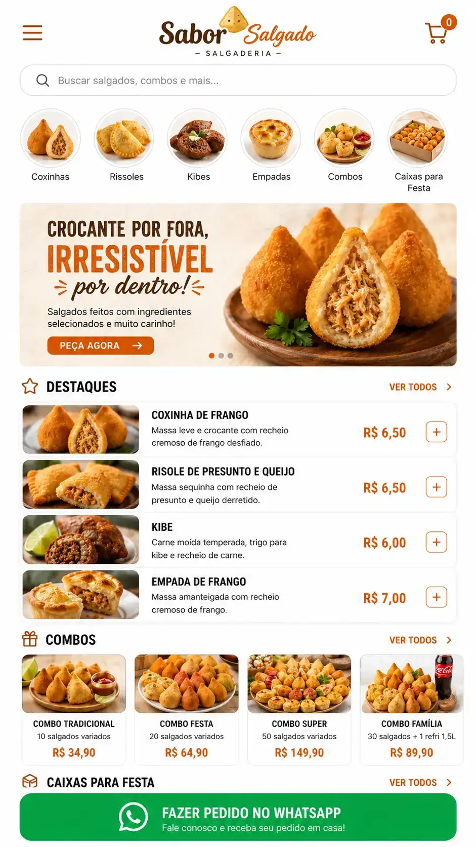 Criação de site para Salgaderia
