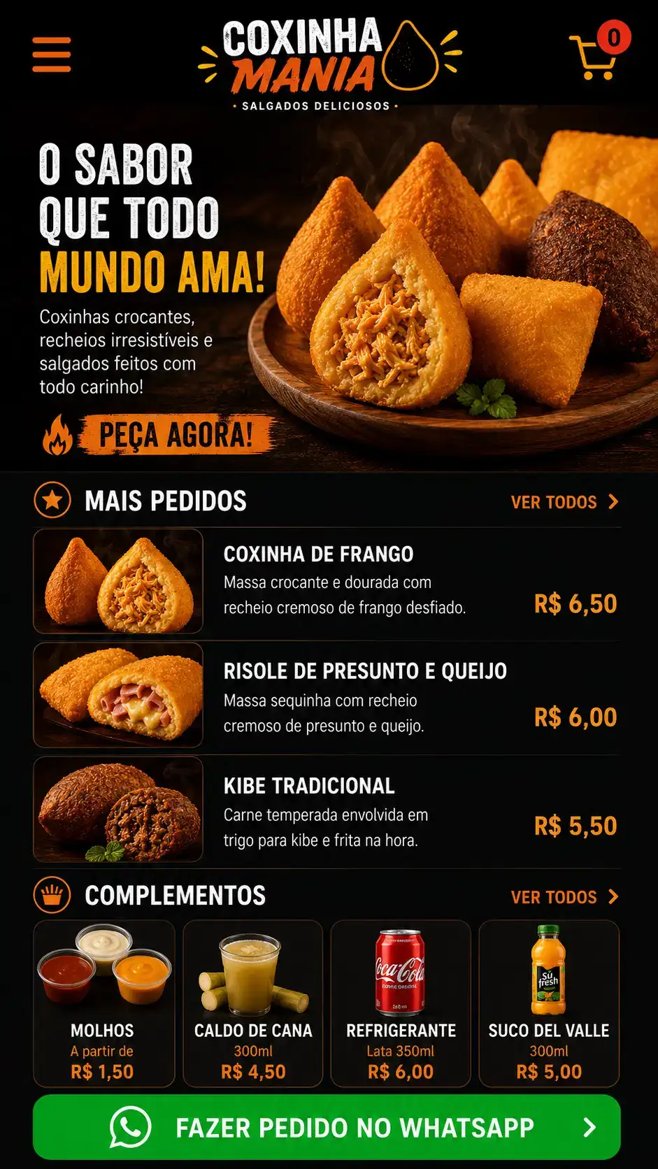 Criação de site para Salgaderia e Coxinhas