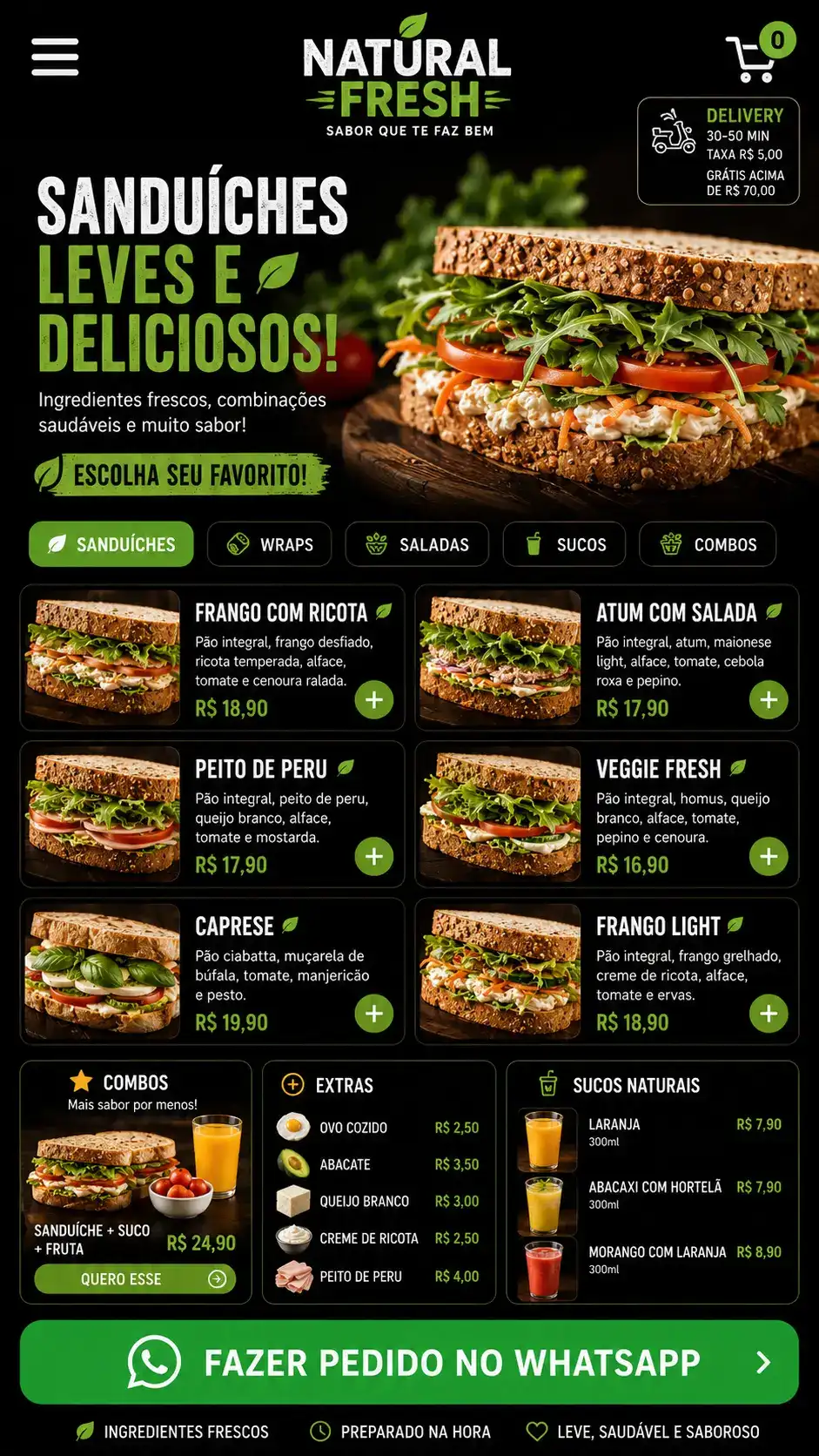 Criação de site para Sanduicheria Delivery