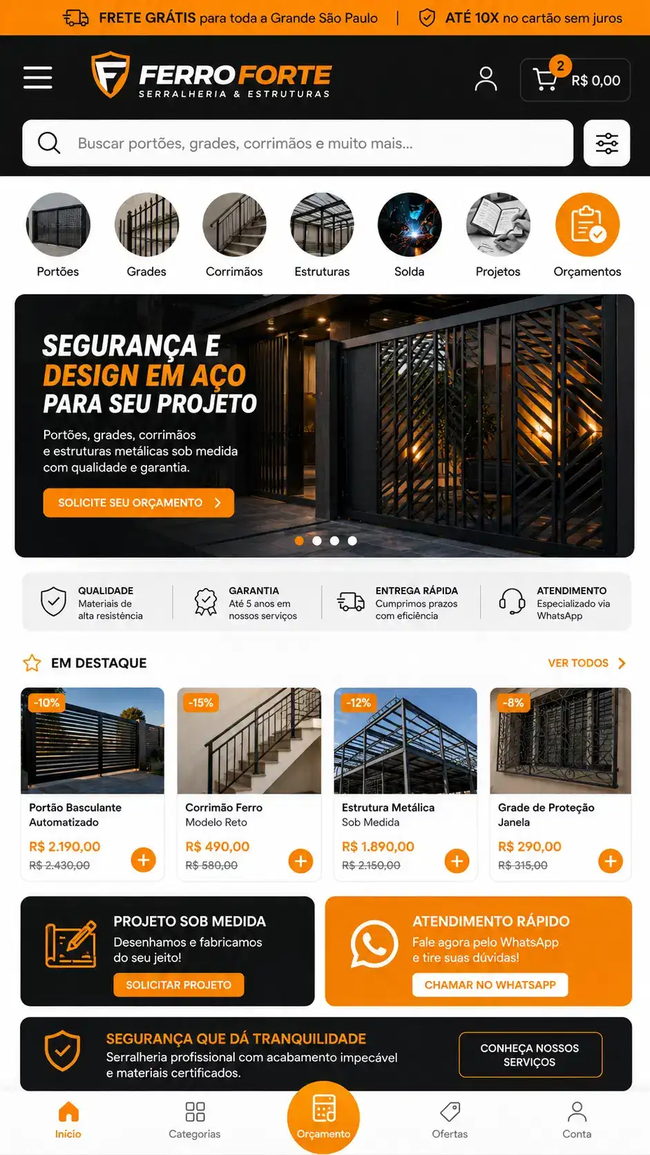 Criação de site para Serralheria