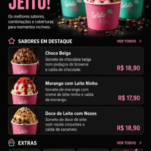Criação de site para Sorveteria com Cardápio Online