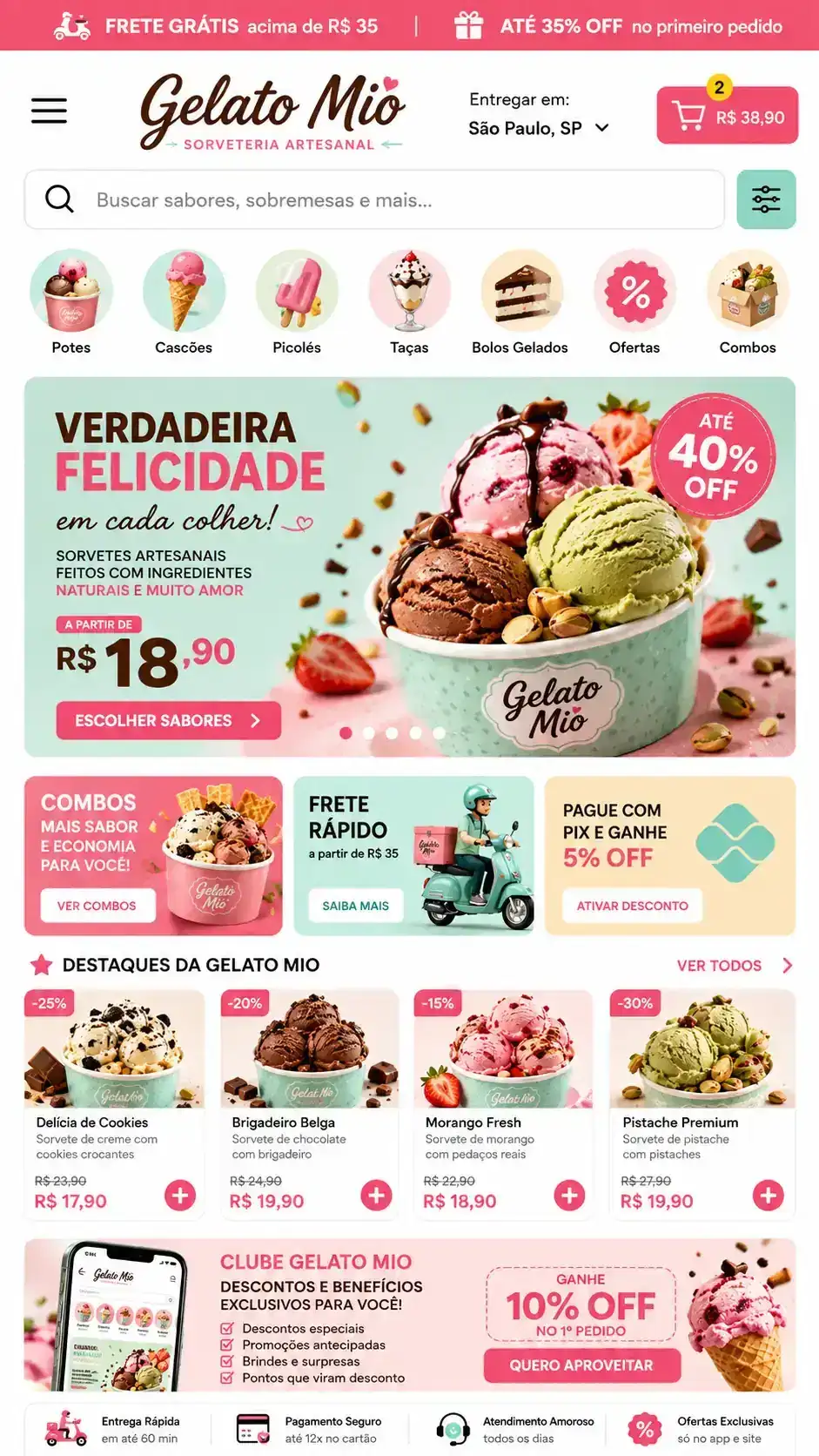 Criação de site para Sorveteria Delivery