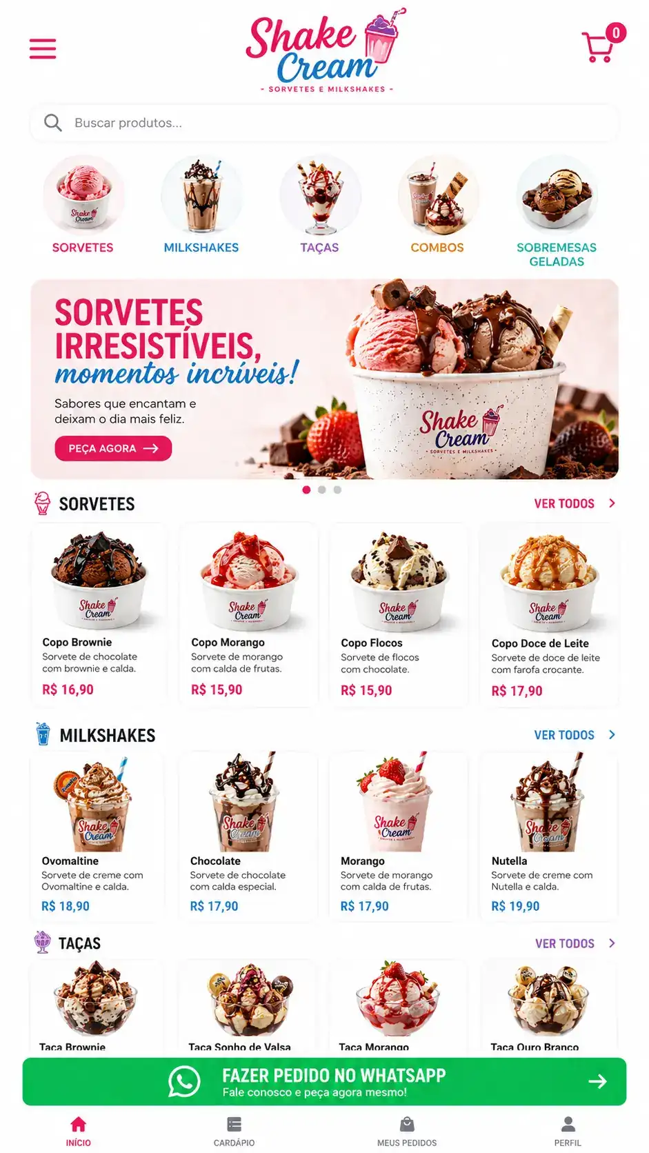 Criação de site para Sorveteria Artesanal
