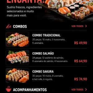 Criação de site para Sushi Delivery com Pedidos no WhatsApp