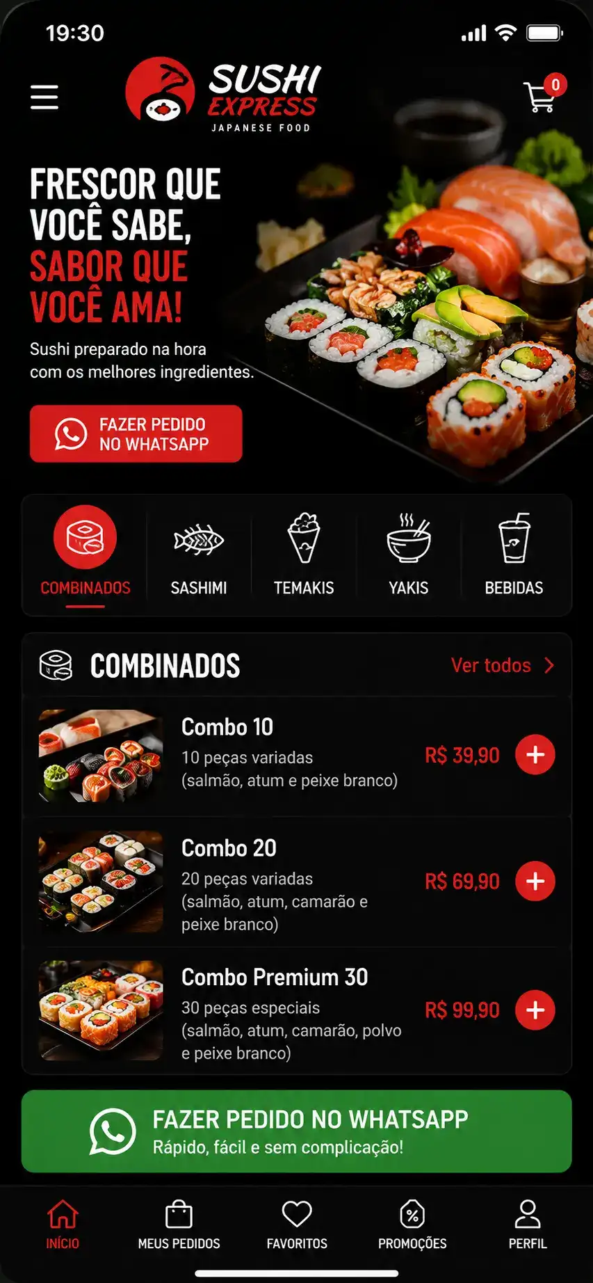Criação de site para Sushi Delivery