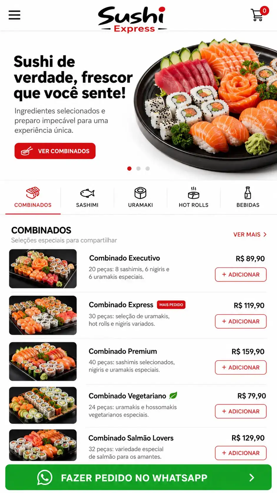 Criação de site para Sushi Delivery Express