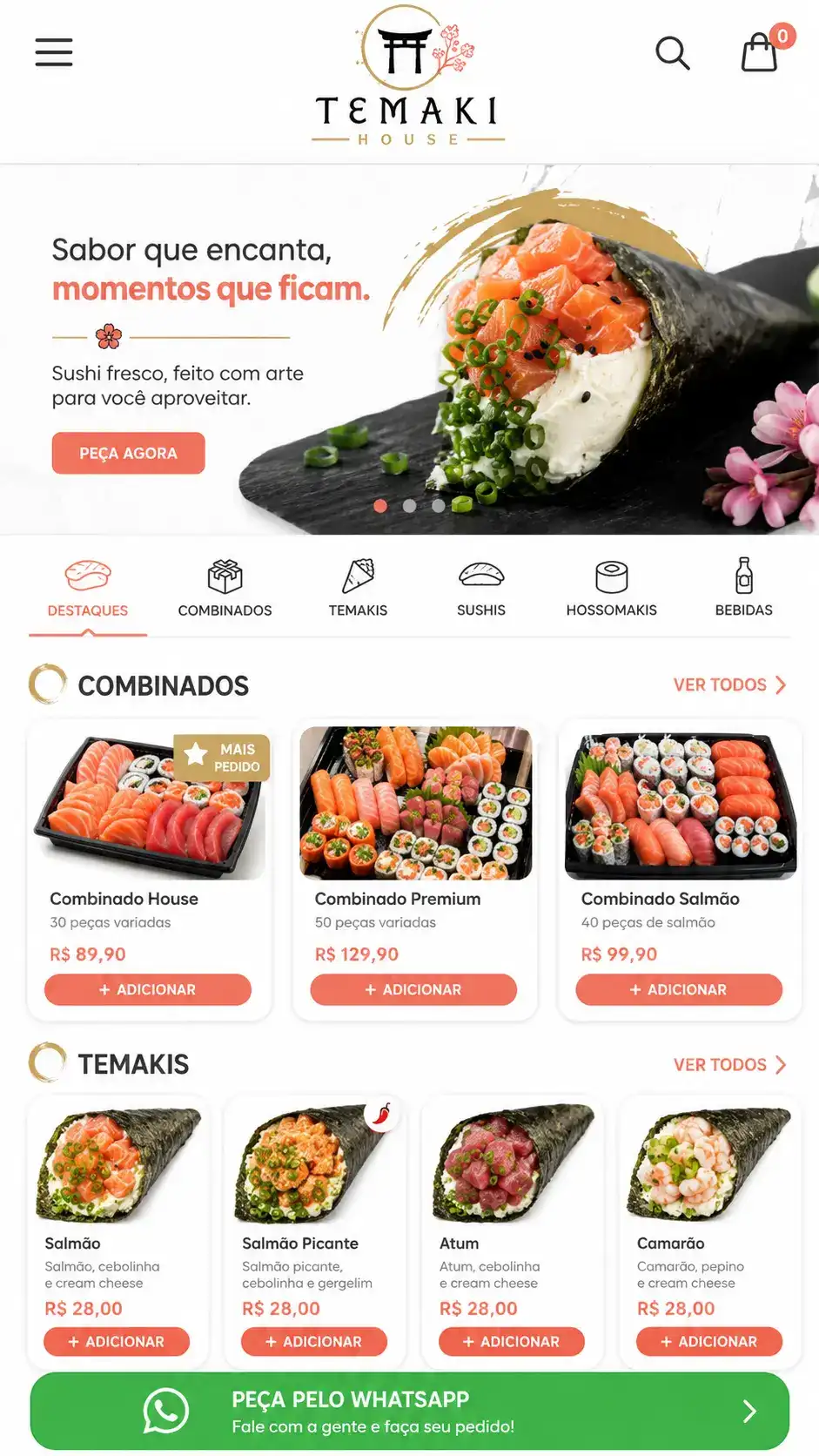 Criação de site para Sushi com Entrega