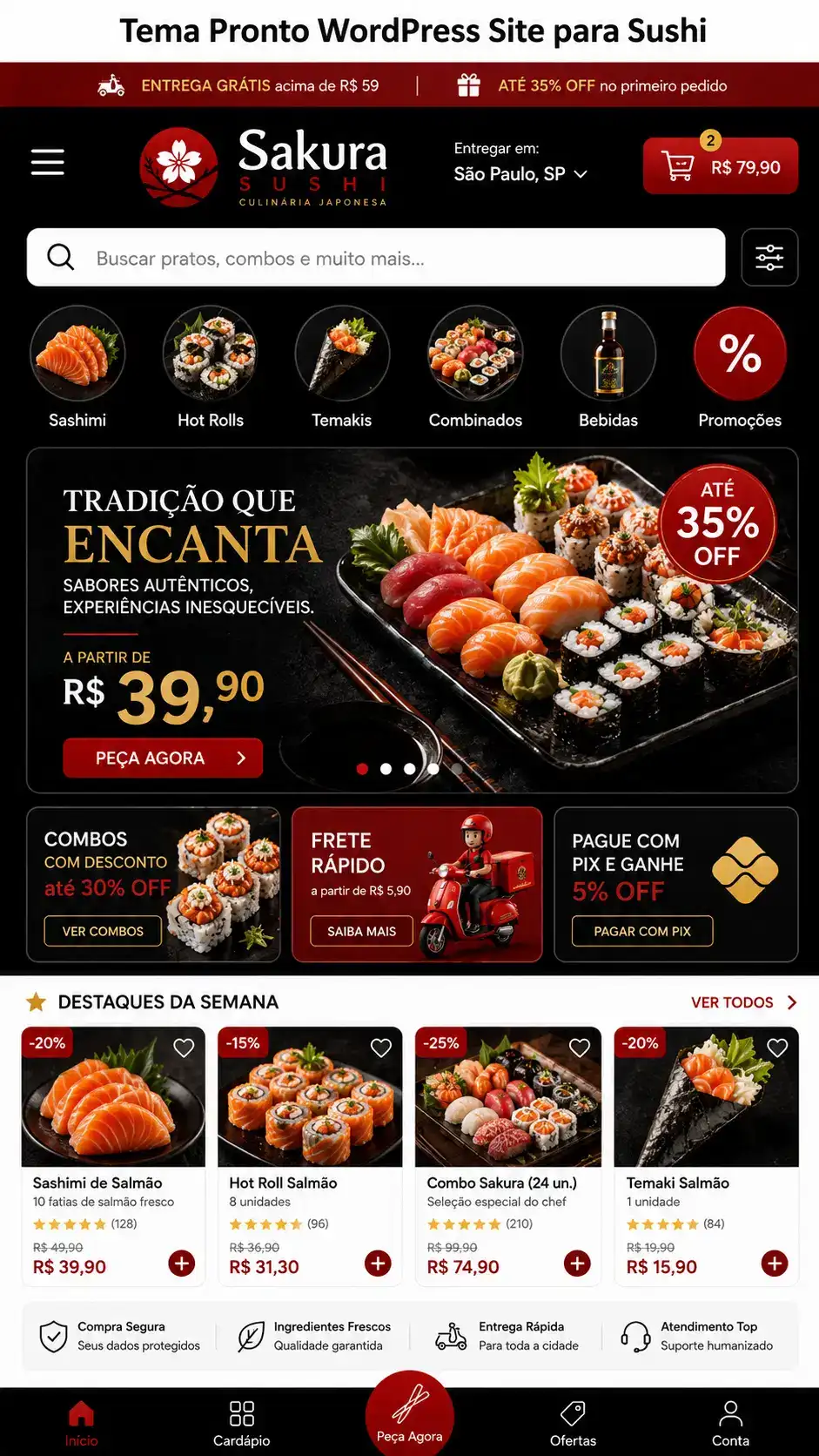Criação de site para Temakeria Delivery
