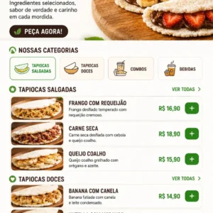 Criação de site para Tapiocaria com Cardápio Online
