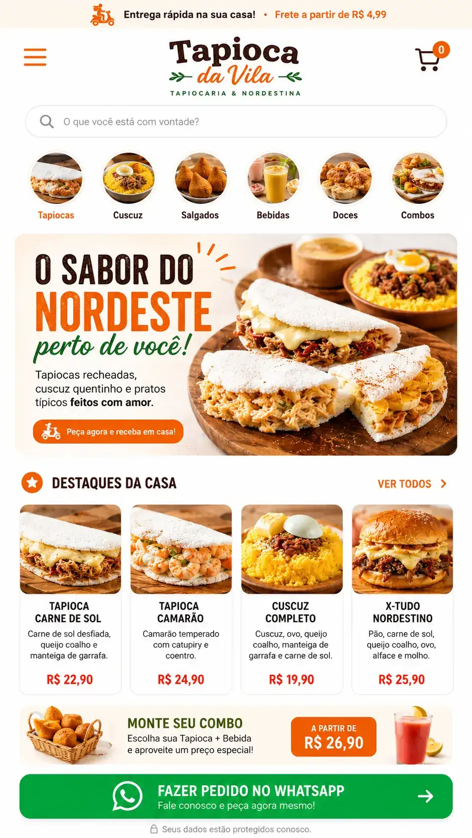 Criação de site para Casa de Tapiocas