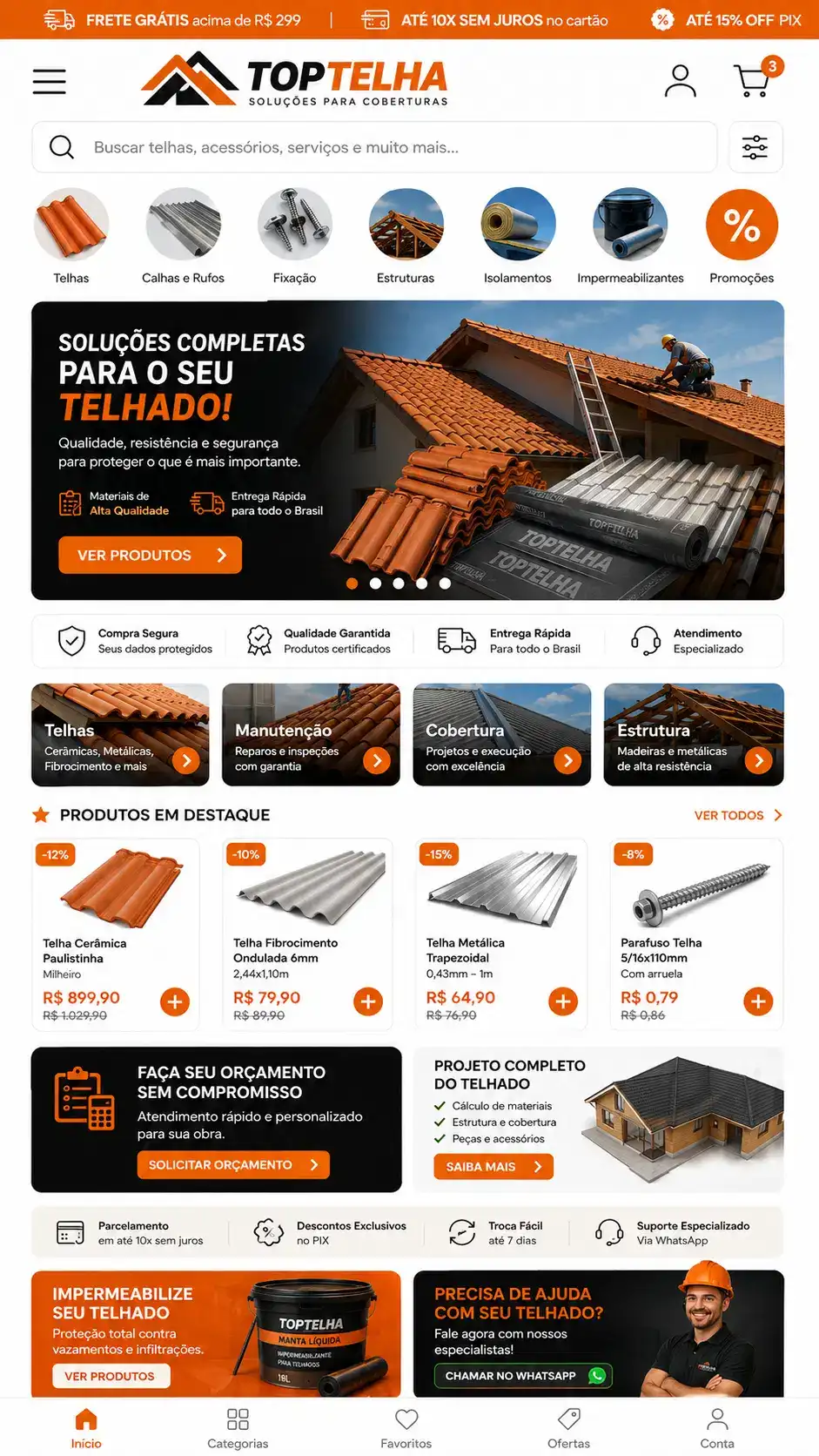 Criação de site para Telhados e Coberturas