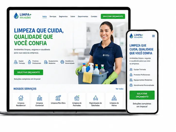 Criação de site para Empresa de Limpeza Comercial