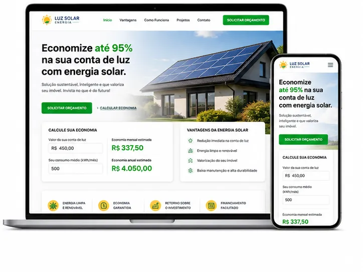 Criação de site para Energia Solar para Empresas