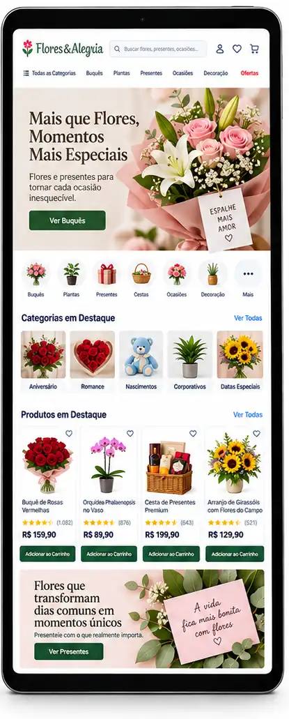 Criação de site para Floricultura e Presentes Online