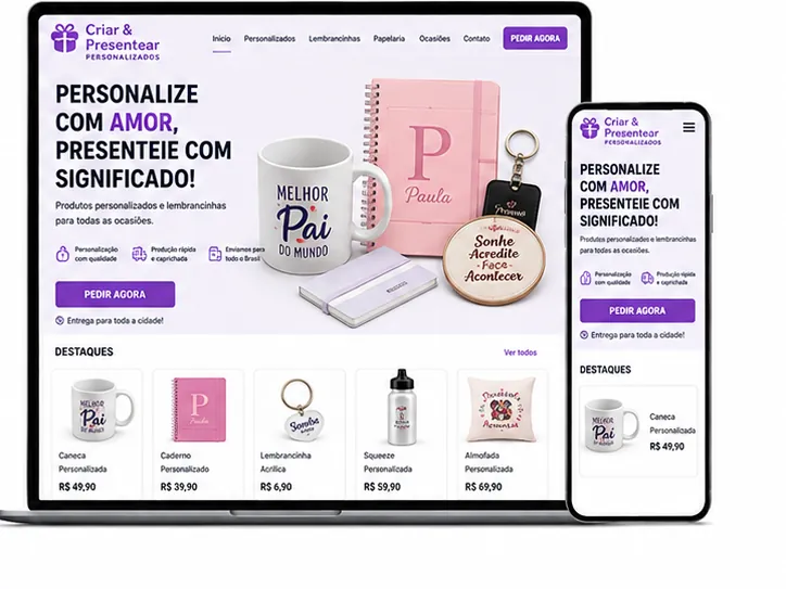 Criação de site para Loja de Brindes Personalizados