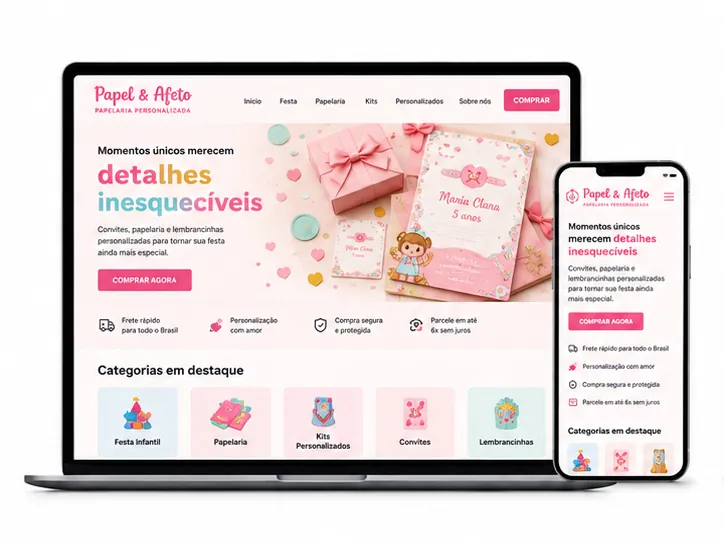 Criação de site para Loja de Personalizados