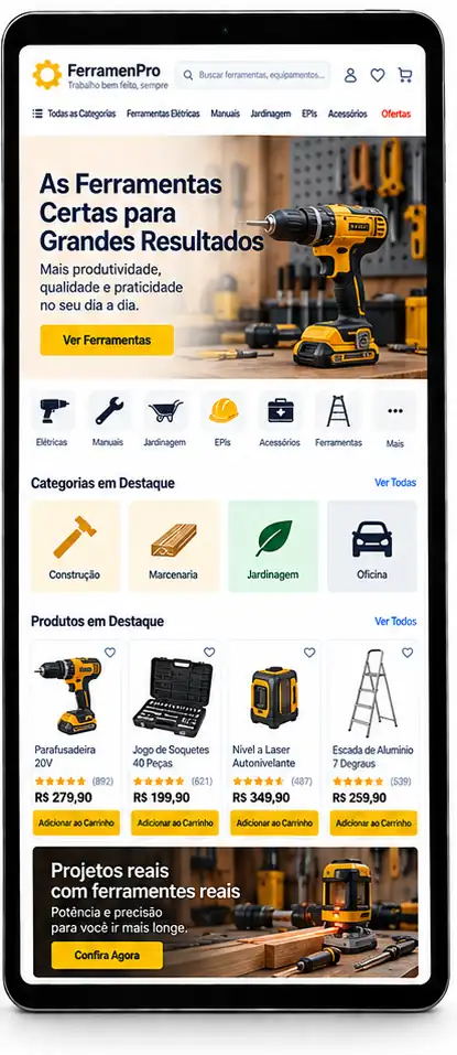 Correção e manutenção de site para loja de ferramentas